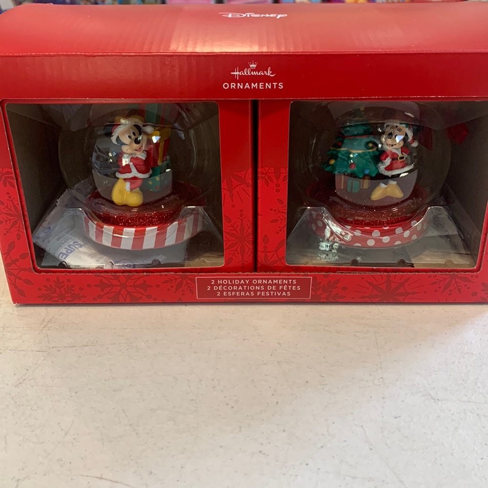 Hallmark Disney Ornaments- Mickey & Minnie glass dome